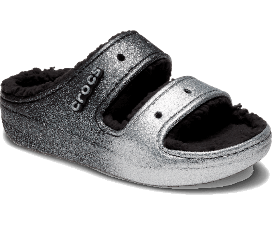 Crocs Classic  Cozzzy Glitter Sandal Black-Silver