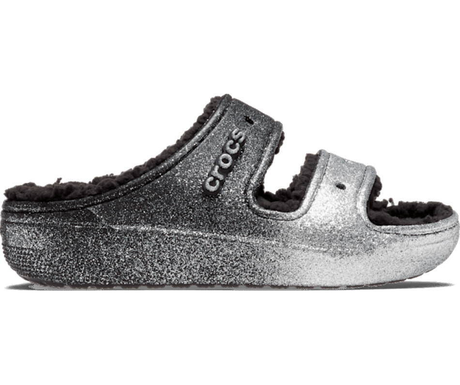 Crocs Classic  Cozzzy Glitter Sandal Black-Silver